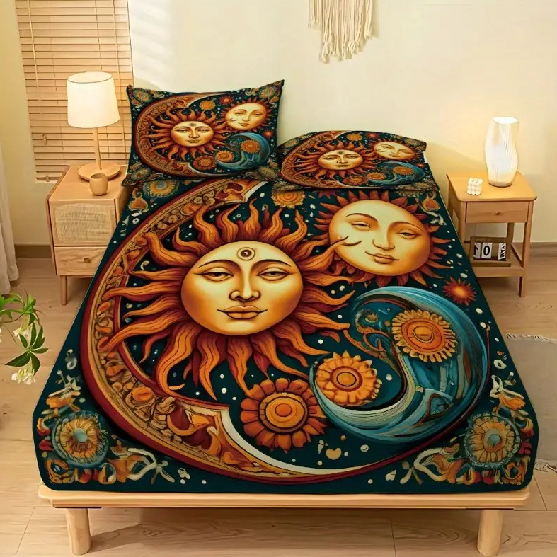 TEMU / JIT Mattress Kits Sun Moon Star River HD Impresión digital ropa de cama