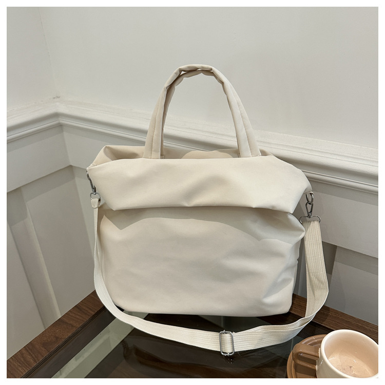 New casual nylon fashion solid color 2024 large-capacity solid color tote canvas crossbody single-shoulder hand-held Tote bag undefined