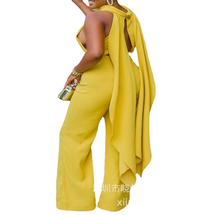 2021 Amazon AliExpress de una pieza de color sólido de punto sin mangas de cintura fácil cremallera imagen oficial pantalones delgados