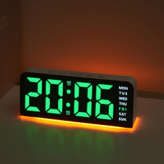 新しいLEDの大きな字のデジタル時計の雰囲気の明かりの日付は台の時計の多機能のデジタルの目覚まし時計をむさぼり寝ます。