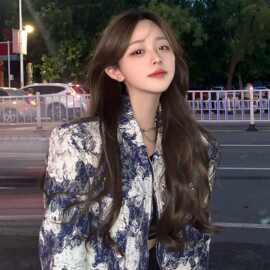 外套女设计感高端小香风扎染薄款春秋装长袖百搭夹克潮牌上衣潮冬