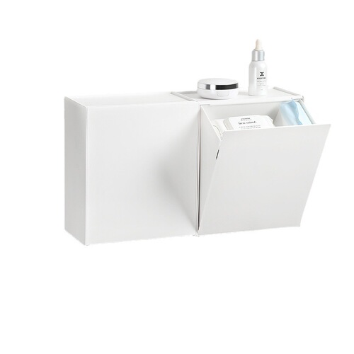 Plastic clamshell large box Japanese-style punch-free bathroom trash can makeup remover pad sanitary napkin wall-mounted storage box