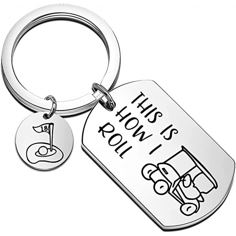 Cross-border European and American Hot-selling Golf Cart Not Married Gift for His Best Friend Stainless Steel Keychain