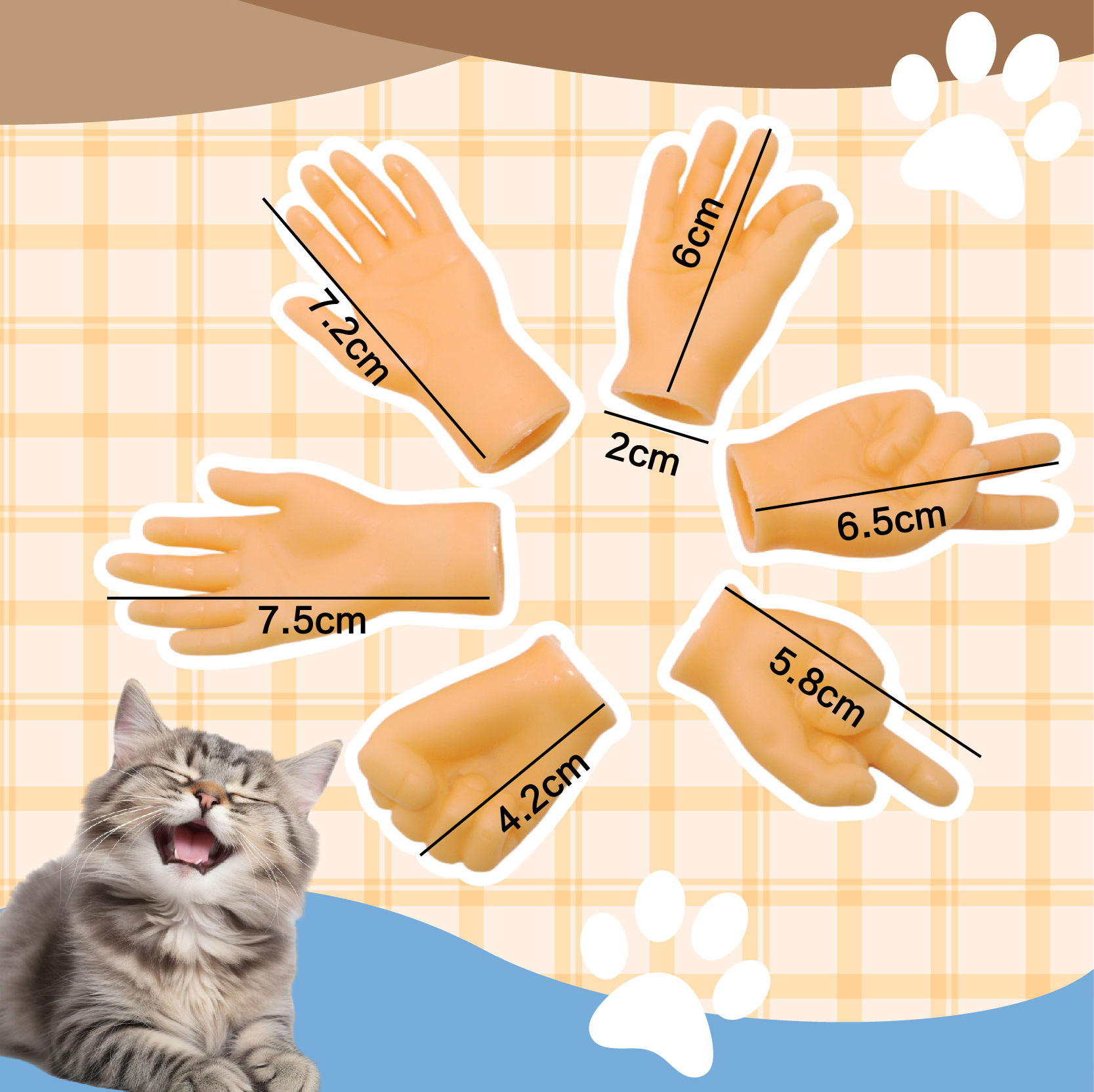 Bestseller Internet-Promi Interaktive Massage Katze im gleichen Stil Neckende Mini Kreative Geste Kleiner Finger Plastik Haustier Zauberhaus_voghion.com