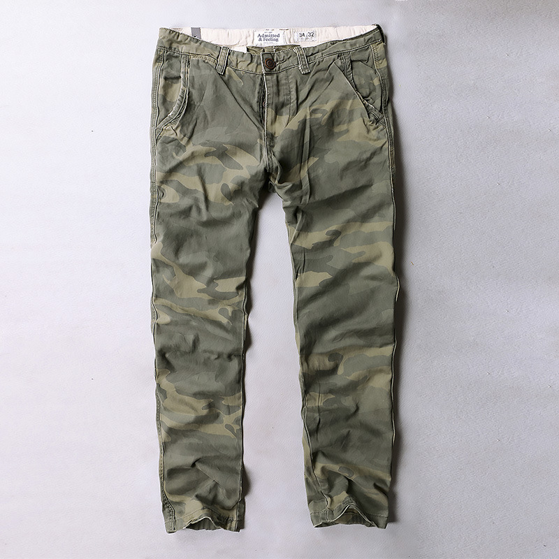 Amejaji Retro Men's Sports Camouflage Pants Casual Mid-Waist Buttoned Long Pants Jogging Pants Manufacturer Wholesale in Stock