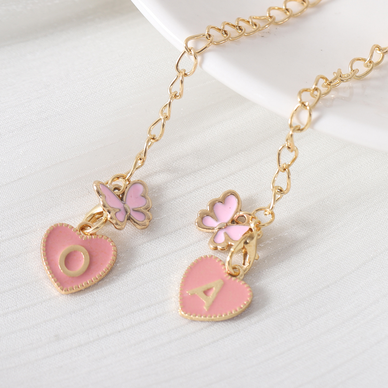 Holiday, Daily Occasion 1 Piece Sweet Letter Heart Shape Butterfly Alloy Enamel Pendant
