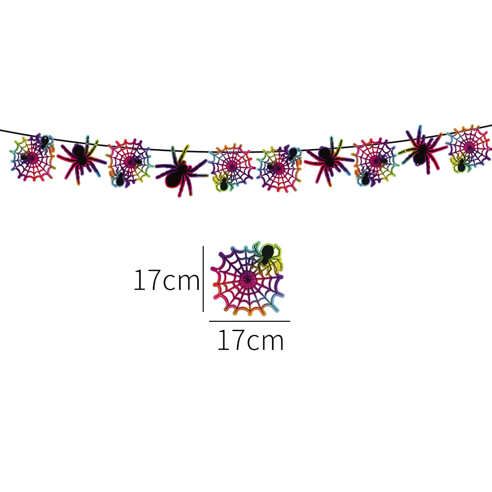 Colgante de bandera de halloween suministros de fiesta decoración de la escena esqueleto fantasma banderín calabaza papel guirnallado