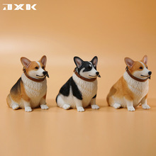 JXK1/6肥基 可爱萌柯基宠物犬仿真模型车载摆件潮玩周边手办