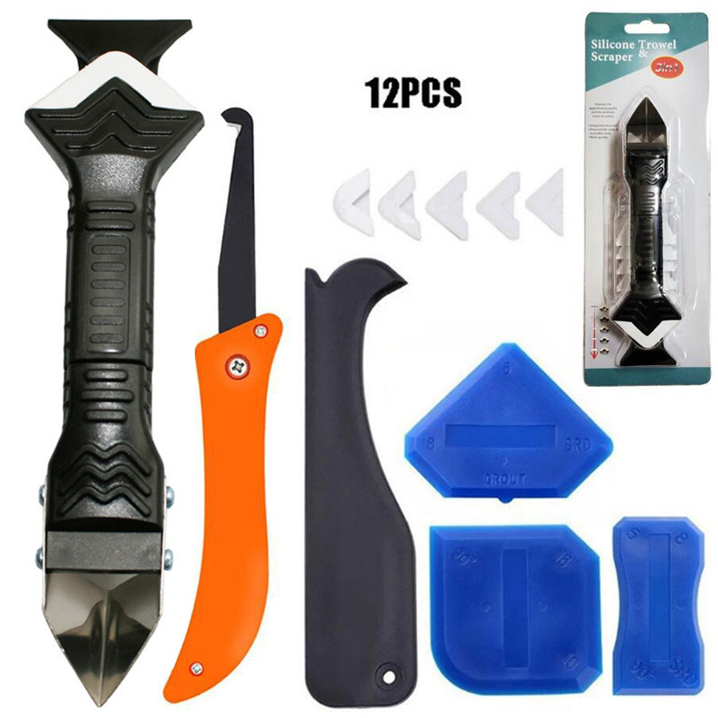 12件密封胶密封刮板塑料刮刀填缝涂抹玻璃胶去除 美缝工具