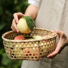 木片篮竹编水果篮子 厨房客厅家用菜篮子面包篮水果筐多功能
