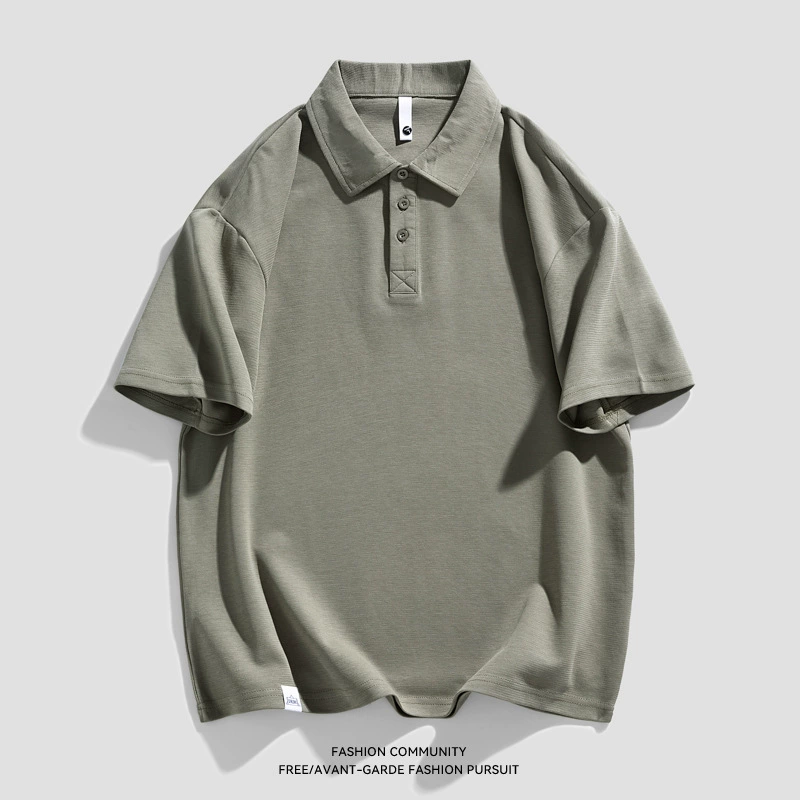 鲲海鹏云 Summer polo, shirt, solid T-shirt for work, with short sleeve