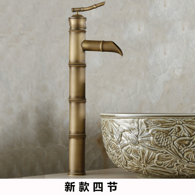 欧式仿古全铜台上盆水龙头竹节面盆水龙头浴室冷热水脸盆水龙头|undefined