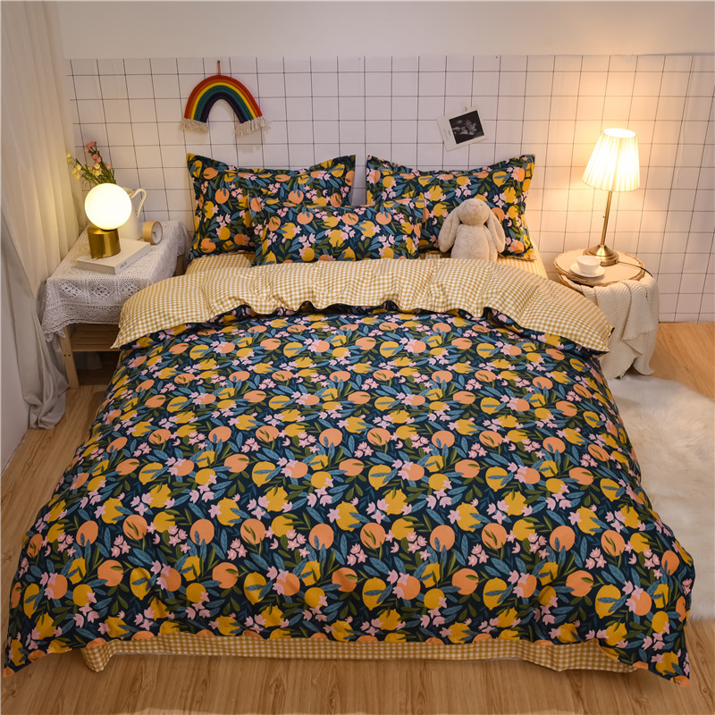 Princess wind thickening Brushed The bed Four piece suit Spring and summer Cotton sheet pure cotton Quilt cover Bed cover student dormitory bedding