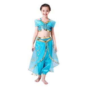 Halloween Princess Jasmine Dress Children Aladdin Lamp Girls' Belly Dance Indian June 1 Performance Costume