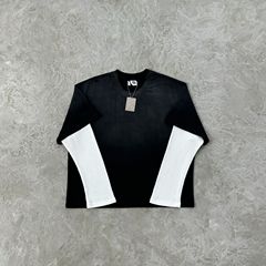 Mertra フェイクツーピース長袖メンズとレディースのトレンディなラウンドネック長袖Tシャツアメリカントレンディなブランド