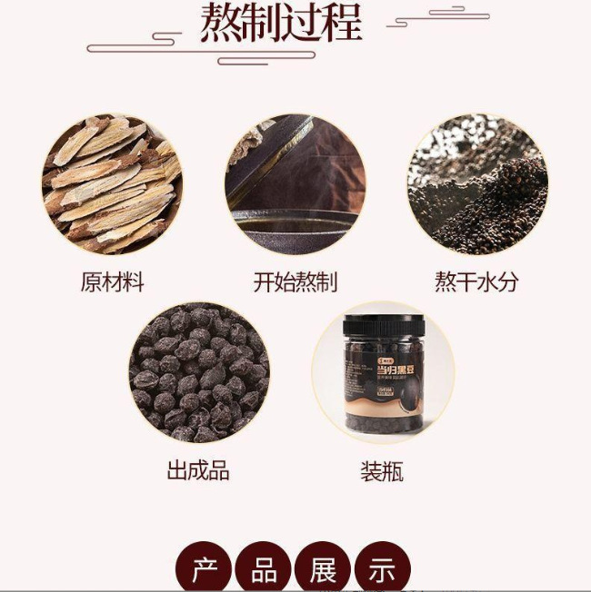 Dang Gui Black Soybeans 200g Bottle Roasted Ready to Eat Snack overview