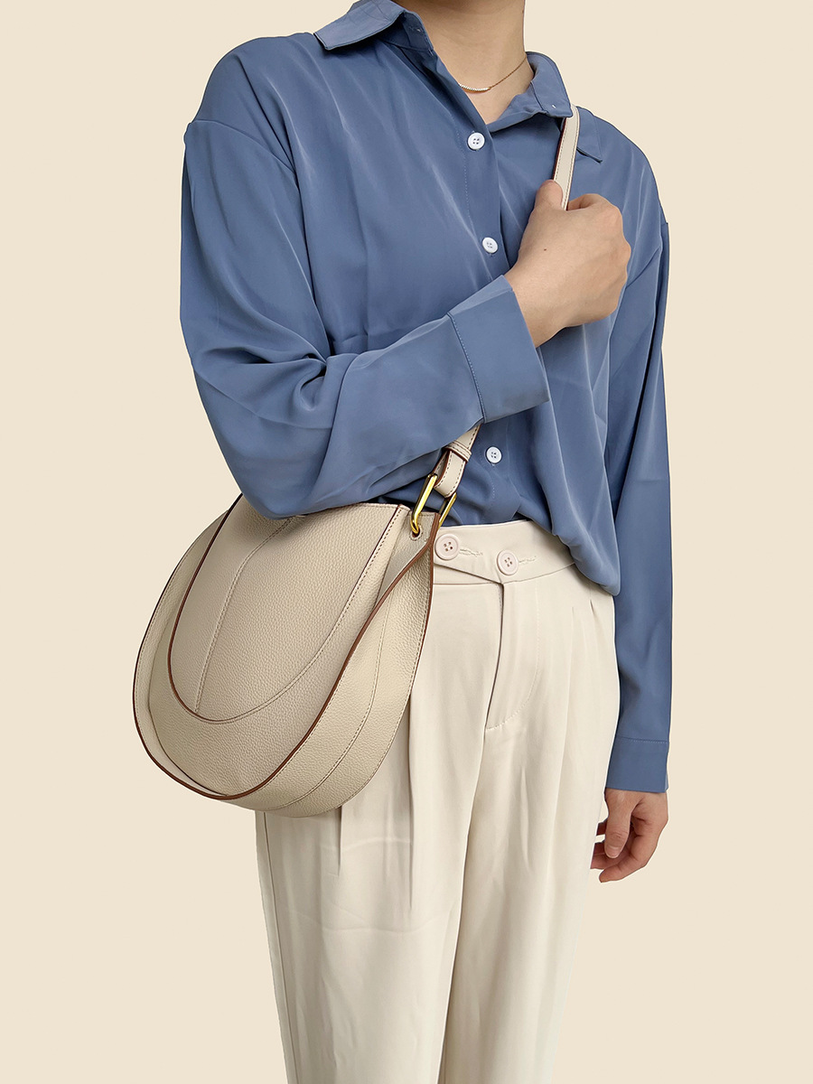 New Bag for Women's Soft Leather Niche Women's Bag, Trendy Saddle Bag, Large Capacity Single Shoulder Cross Body Bucket Bag_voghion.com