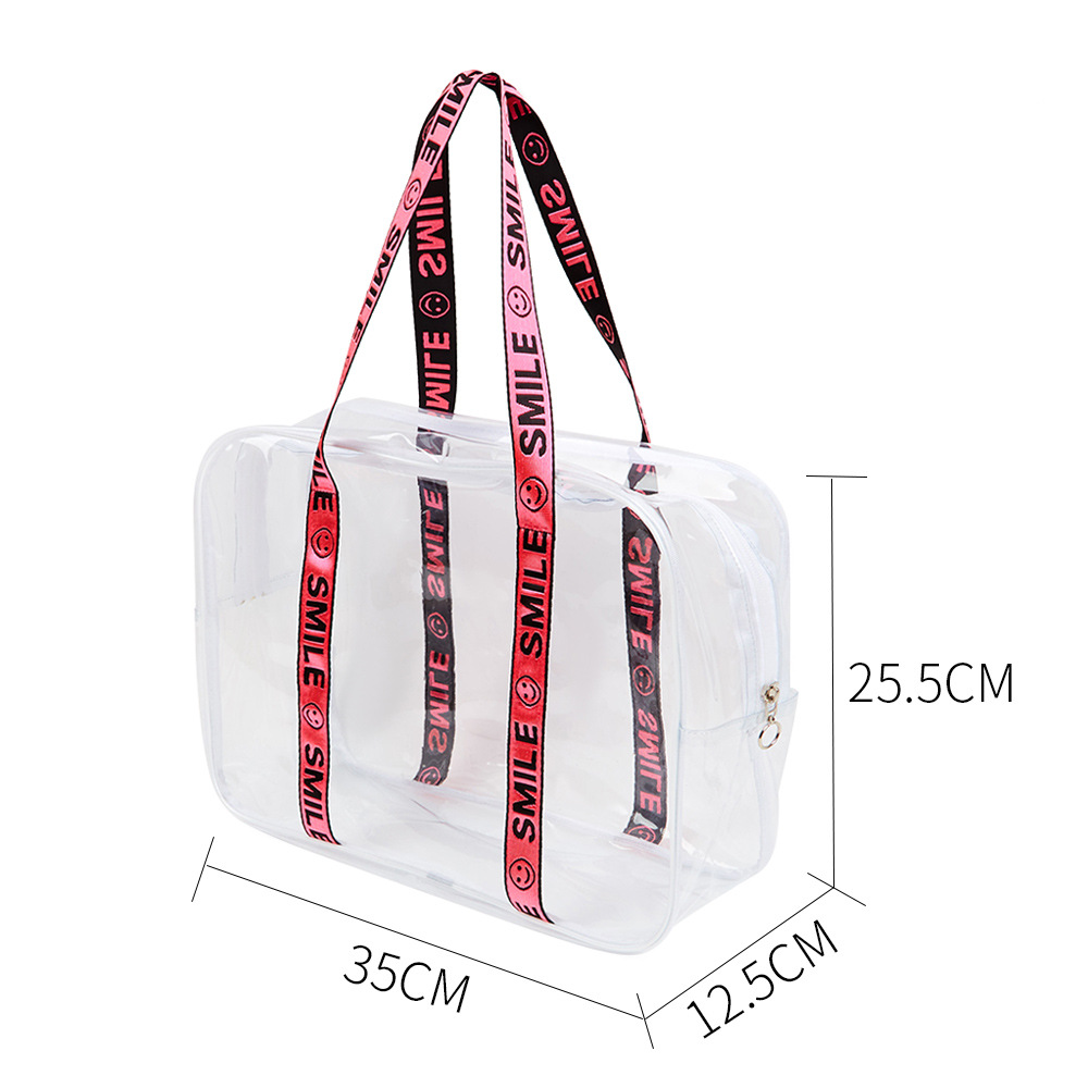 Internet celebridad transparente PVC bolsa de cosméticos de gran capacidad de viaje bolsa de almacenamiento portátil bolsa de playa bolsa de lavado