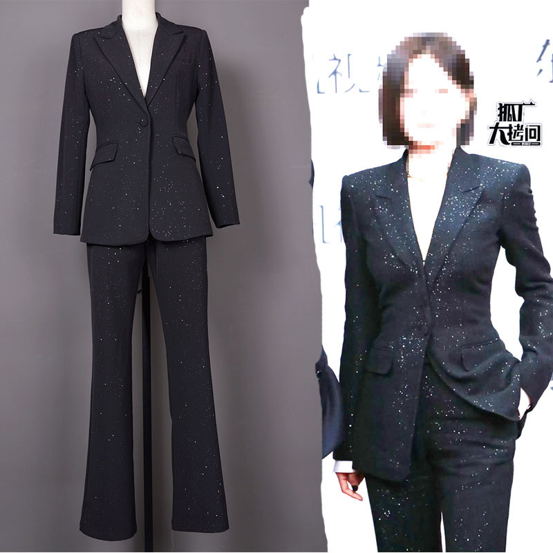 Star-Inspired Starry Sky Design Suit, Versatile Korean Style, Eye-Catching Shiny Blazer Set Star-Inspired Starry Sky Design Suit, Versatile Korean Style, Eye-Catching Shiny Blazer Set