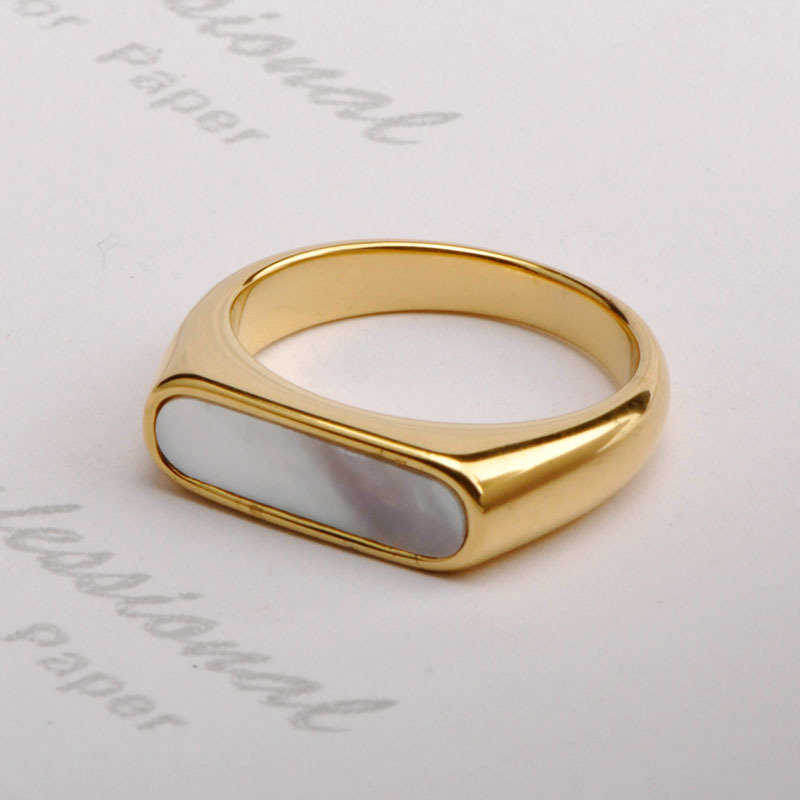 Simple Style Geometric Titanium Steel Plating Inlay Shell Rings 1 Piece display picture 2