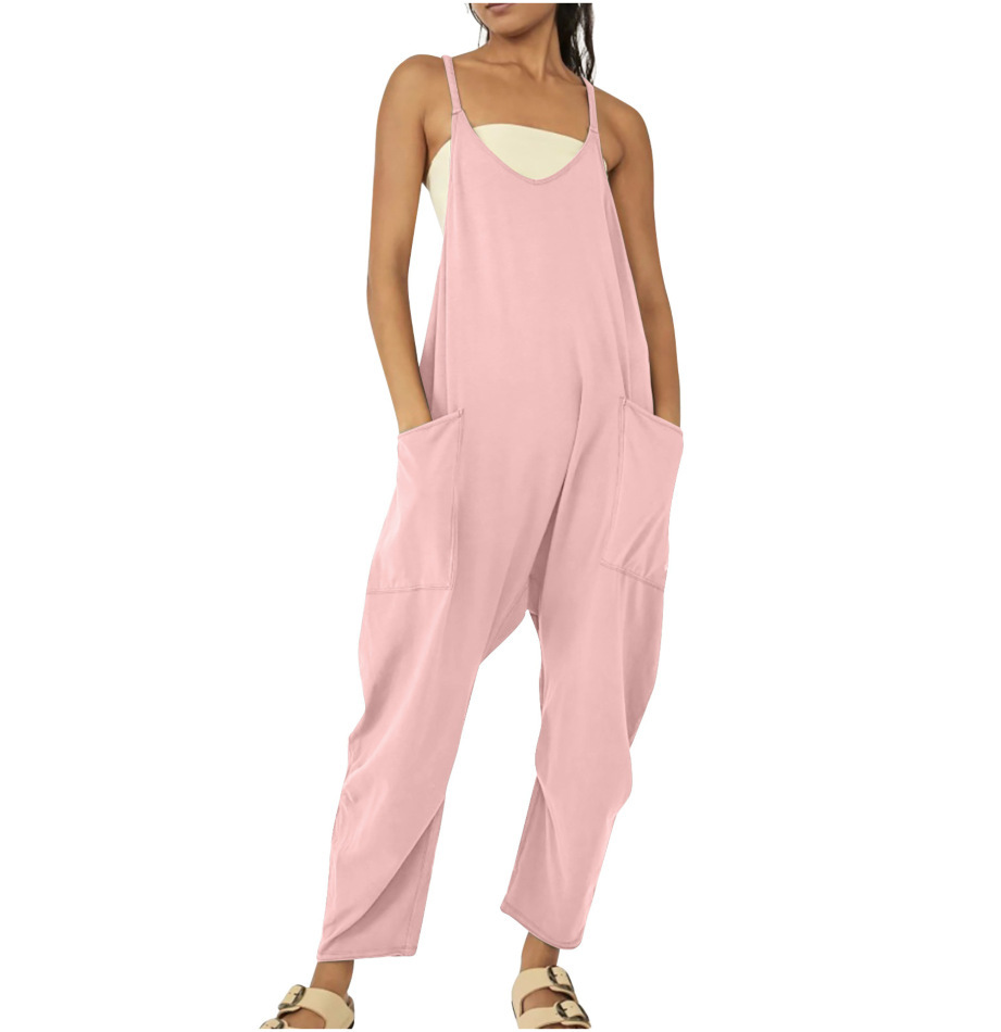 2022 mujeres europeas y americanas ropa Amazon tamaño estación independiente popular color sólido cremallera parche bolsa Sling jumpsuit grasa cadera Pantalones