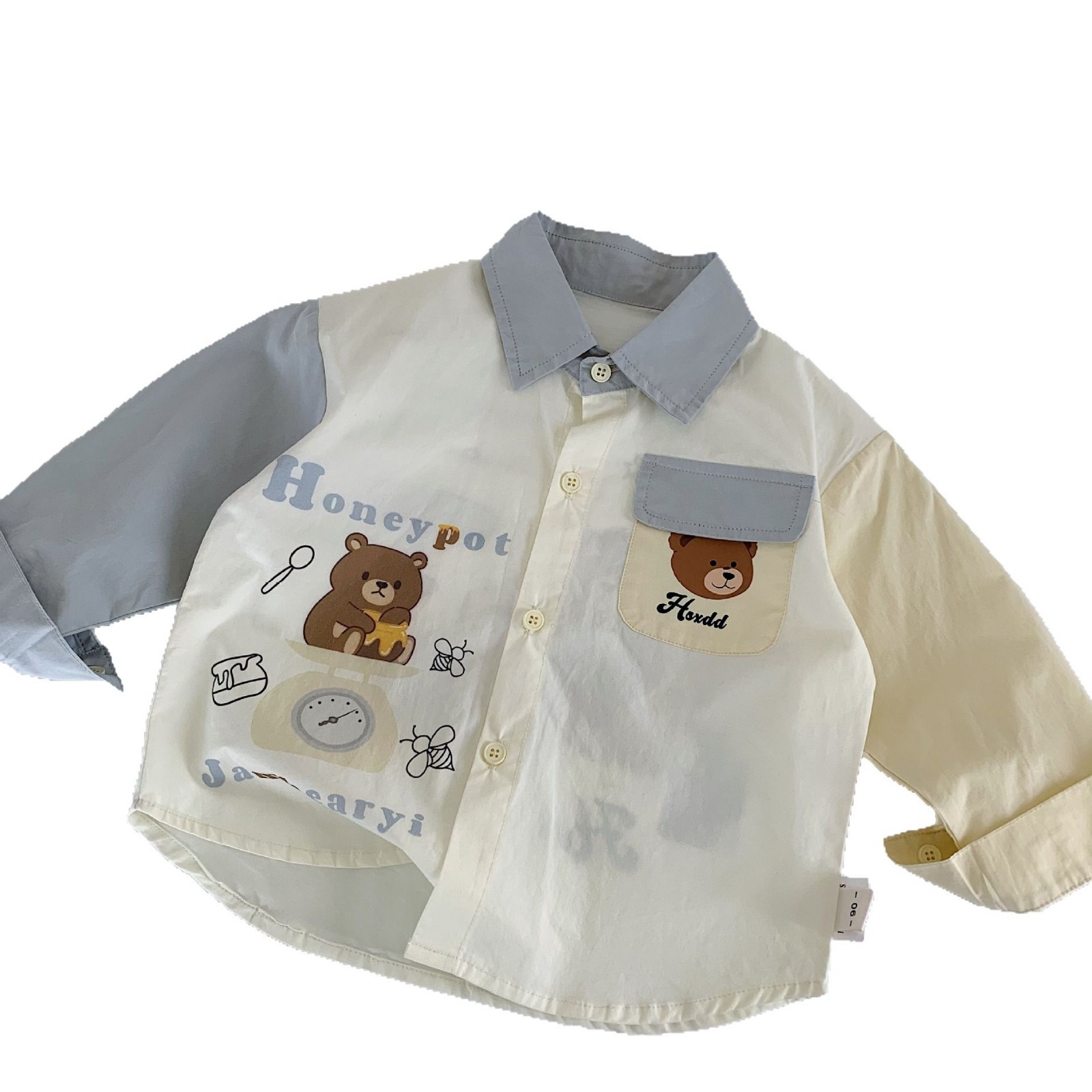 Camisas infantiles Mai Bao 2025, otoño nuevo estilo coreano para niños y niñas, camisas de color de oso, ropa de primavera y otoño bebé