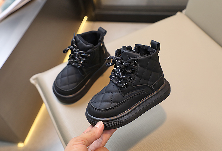 Bottes courtes britanniques pour bébé fille, édition automne 2024, nouvelle collection, motif à carreaux, fermeture éclair latérale_voghion.com