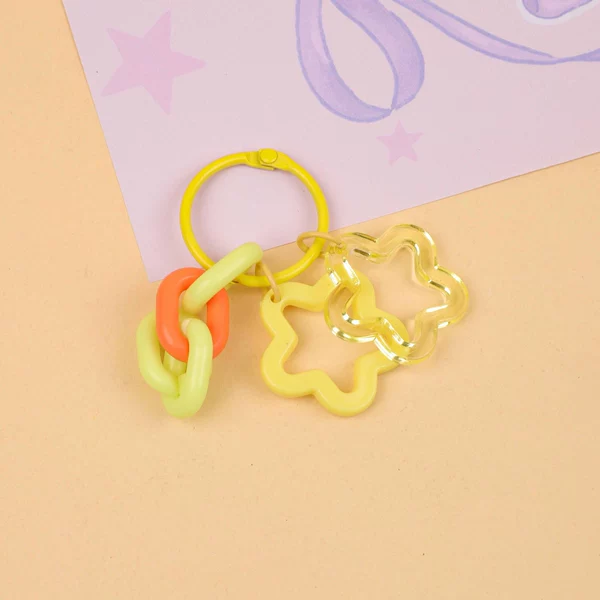 Yellow-double five-pointed star+chain buckle+3cm clip