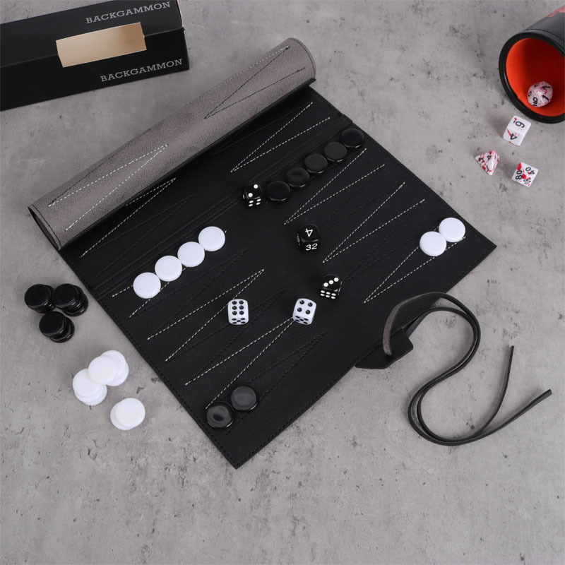 クロスボーダー PU レザーバックギャモンボードポータブルロールアクリルチェスの駒エンターテイメントゲームバックギャモンボード|undefined