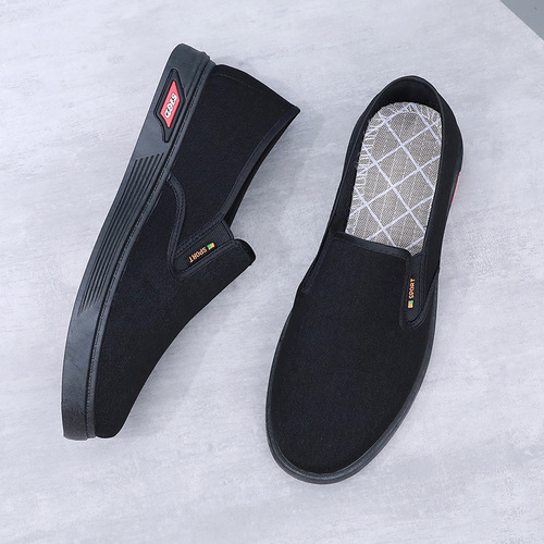 Old Beijing cloth shoes men's casual slip-on breathable non-slip wear-resistant beef tendon bottom driver's kitchen black work shoes