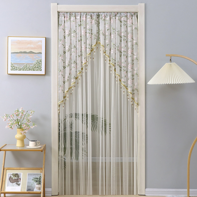Korean-style embroidered Nordic beaded sheer curtain, no-drill mosquito-proof door curtain, gold thread embroidered arch curtain, decorative curtain, partition curtain Korean-style embroidered Nordic beaded sheer curtain, no-drill mosquito-proof door curtain, gold thread embroidered arch curtain, decorative curtain, partition curtain