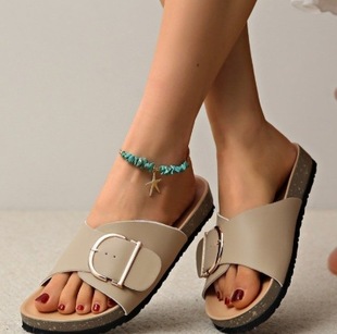 2025 New Cross-Border Foreign Trade Birkenstock Slippers Retro Belt Buckle Beach Slippers Casual Thick-Soled Slippers for Women to Wear Outside