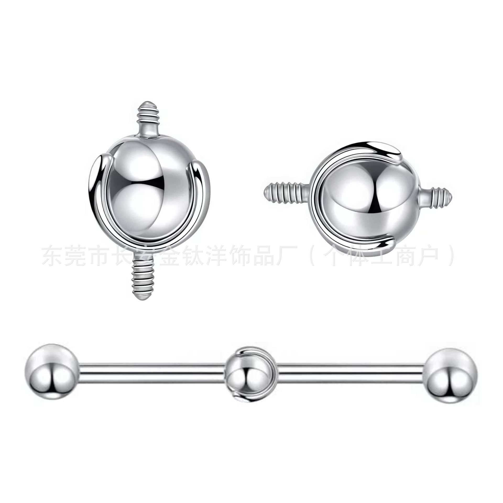 F136 Titanium Alloy Two-Way Movable Transfer Ball Ear Bone Nail Structure Ball Ear Bridge Double-Ended Connection Piercing Jewelry detail image 7