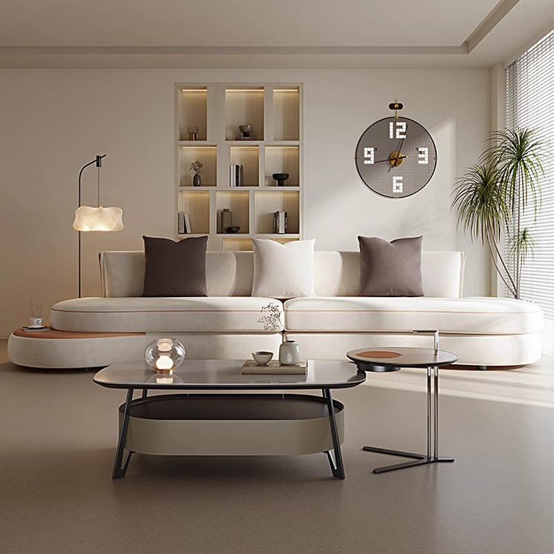 Combinación de sofá de tela de arco francés, sala de estar, estilo de moda, sofá de línea recta de estilo de casa grande, doble princess