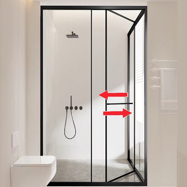 Bathroom Sliding Door Shower Room with Full Frame Bathroom Dry and Wet Separation Folding L-Shaped Square Glass Partition