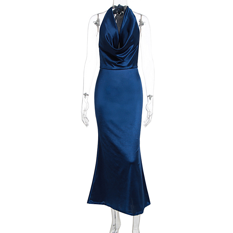 Women's Long Dress Halter Neck Backless High-End Fashion Sexy Sway Neck Spring Autumn Summer Casual_voghion.com