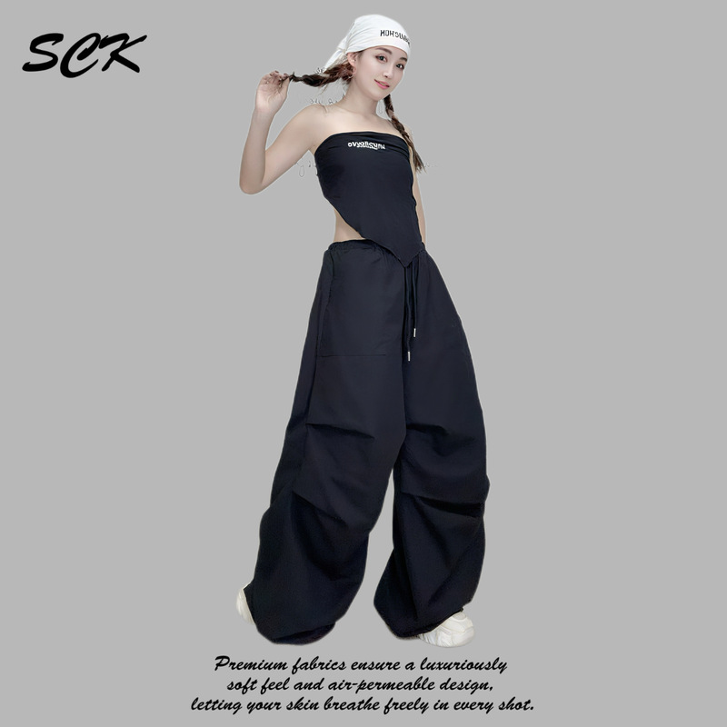 SCK工装裤纯色长裤宽松显瘦直筒休闲裤子2580款秋季复古工装风|undefined