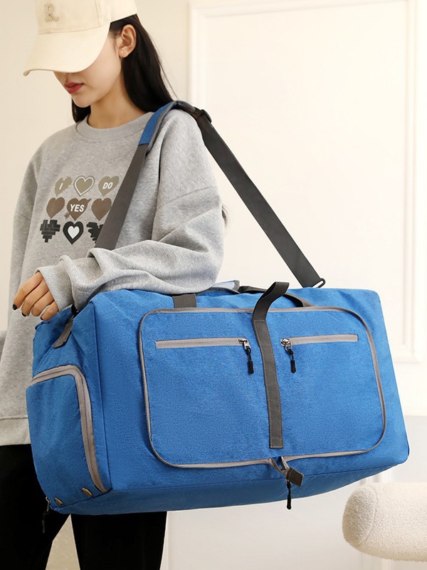 Bolsa de viaje plegable impermeable para hombre y mujer, bolsa de almacenamiento de nailon de gran capacidad con compartimento para zapatos, se puede fijar a una maleta con ruedas.