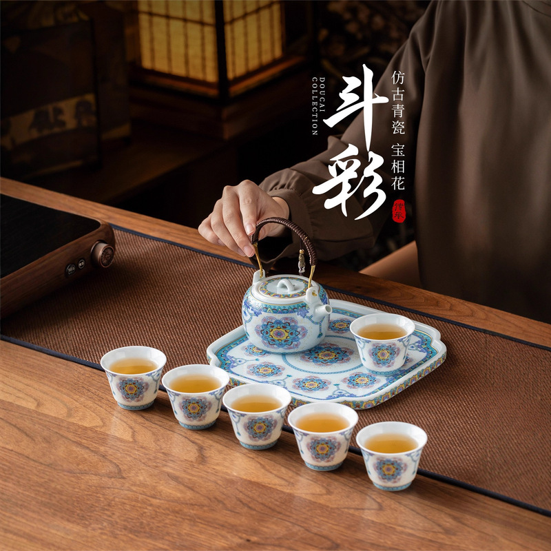 青白瓷斗彩功夫茶具套装高档泡茶壶茶杯送长辈领导父亲生日礼物|undefined