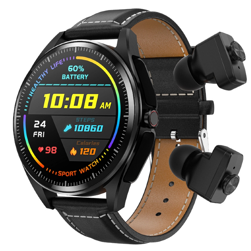 2026 New Smart Watch Bluetooth Headset Two-In-One Multi-Function Call Heart Rate Blood Pressure Cross-Border Watch for Men