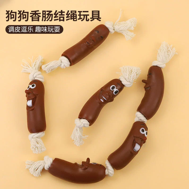 Игрушка-сосиска для собак, имитация сосиски для прорезывания зубов, игрушка для чистки зубов, игрушка с веревочным узлом, игрушка для домашних животных, такса # #