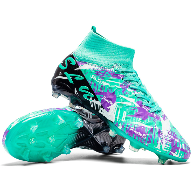 Zapatos de fútbol transfronterizos de clavos de alto impacto para niños y niñas, zapatos de entrenamiento antideslizantes transpirables para adultos, zapatos deportivos profesionales de clavos largos image 8