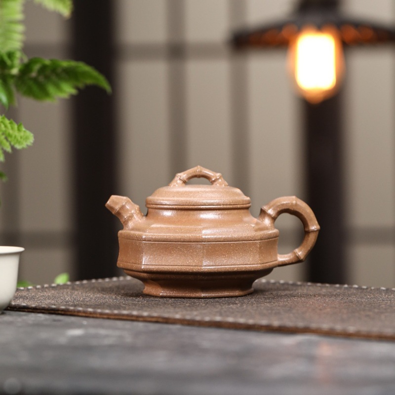 八方竹鼓 宜兴紫砂壶五彩段泥匠心手制精美紫砂茶壶茶具批发|undefined
