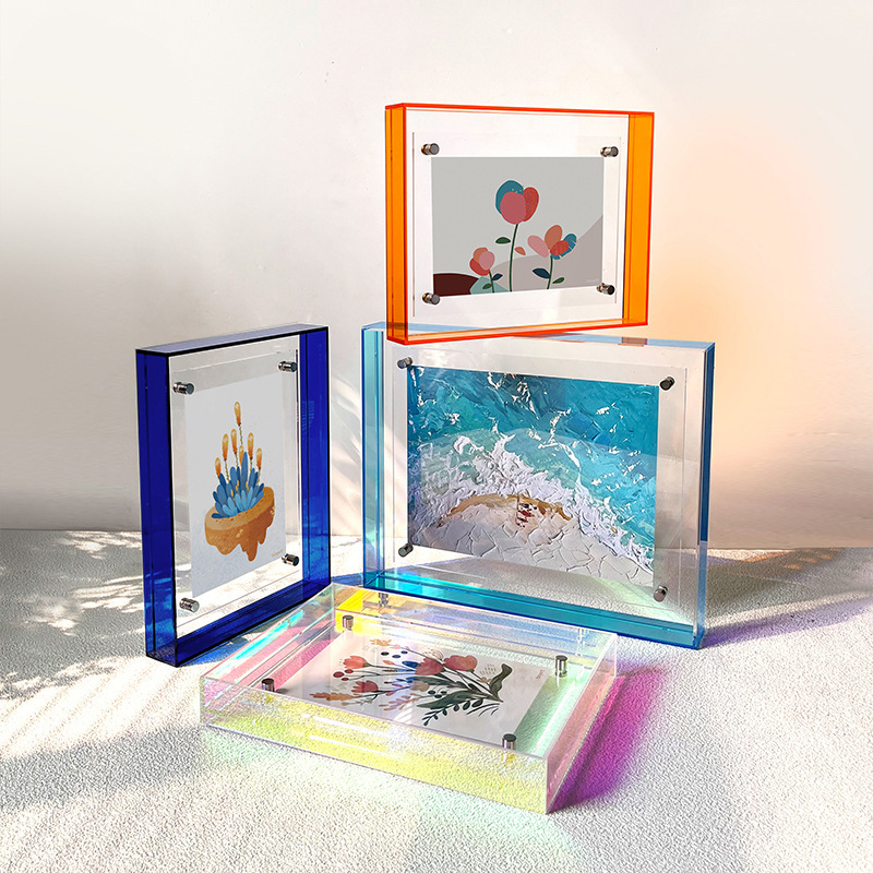 Acrylic photo frame decoration ins style transparent color square picture frame DIY photo advertising mounting frame wall hanging Acrylic photo frame decoration ins style transparent color square picture frame DIY photo advertising mounting frame wall hanging