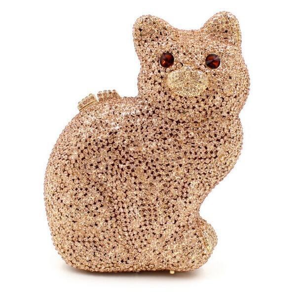 Gato pequeño bolso de diamante de cristal de metal de aire bolso de cena de diamantes hechos a mano bolso de mano de AliExpress
