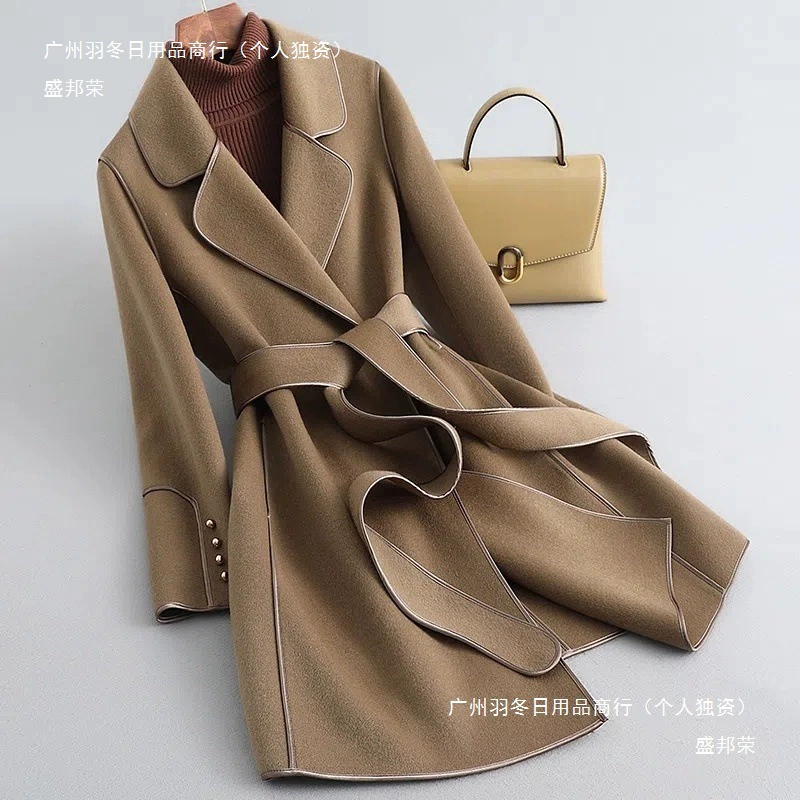 Шерстяное пальто, женское новое сезонное пальто в корейском стиле на шнуровке, тонкое шерстяное маленькое длинное пальто, осень и зима, Юго-Восточная Азия