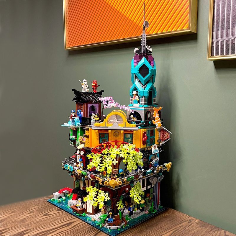 Compatible Lego 71741 Ninja Garden City Building Street View Building Assembled Blocks Toy Gift for Boys