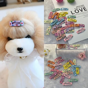 New Cute Macaron-Style Pet Hair Clips for Cats, Adorable Mini Hairpins, Dog Headwear, Non-Damaging Cartoon Design
