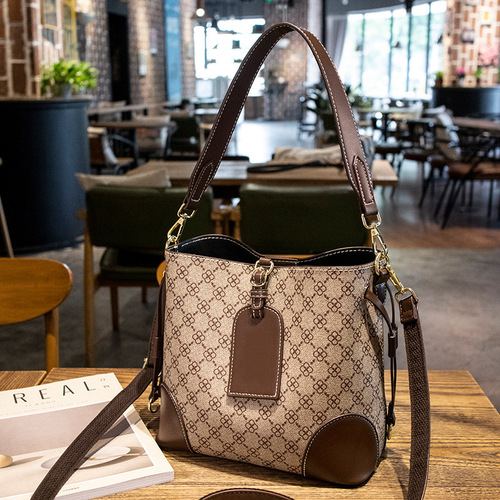 Bags Women's Korean Style Fashionable Bucket Bag Internet Celebrity Printed Shoulder Bag Fashion Textured Crossbody Bag  New Trendy