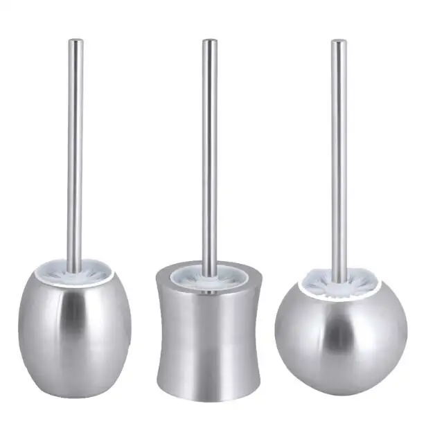 Cepillo de inodoro de acero inoxidable de doble capa transfronterizo, cepillo de limpieza de suelo, cepillo de limpieza de suelo, mango largo del inodoro sin perforación, cepillo de inodoro sin ángulos muertos